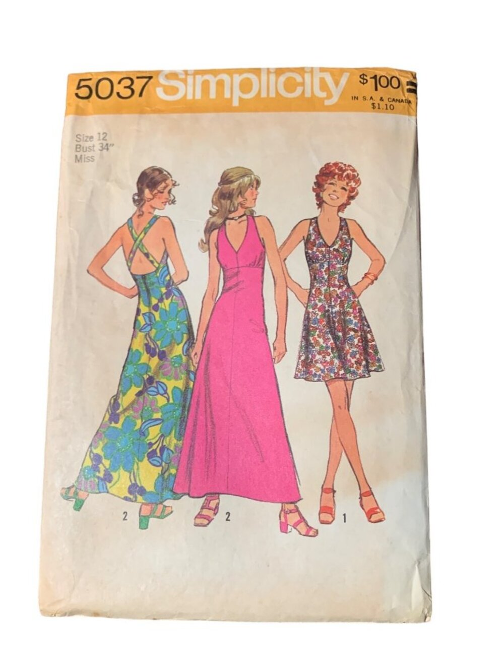 Simplicity 5037 Vintage Sewing Pattern Misses Dress Size 12